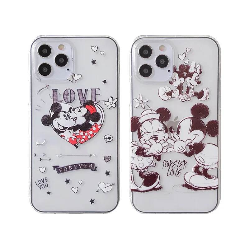 

2021 Disney Mickey Minnie for iphone 11/12 pro max case iPhone 7 plus xr xs max case for iphone11 carcasa iphone 11plus