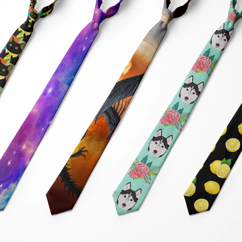 

Men Cute Dog Tie Polyester Funny Neckties 8cm Animal Pattern Printed Ties for Men Formal Business Wedding Party Casual Gravitas