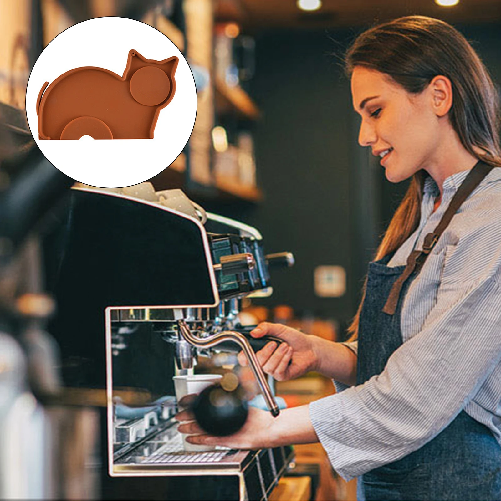 

Coffee Powder Bar Thickened Cat Holder Kitchen Non Slip Solid Tamper Mat Office Barista Tool Silicone Pad Desktop Home Small