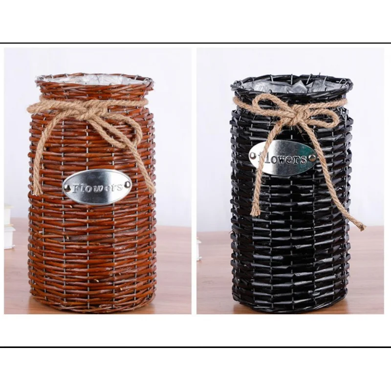 Цветочный горшок из ротанга Европейский стиль Цветочная ваза для украшения