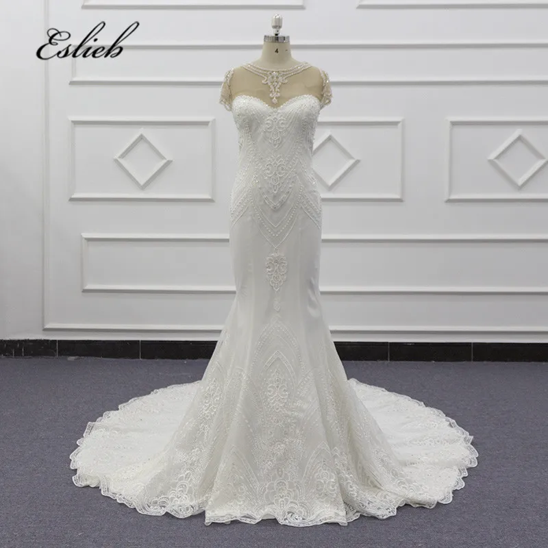 Eslieb высокого класса на заказ Милая слоновая кость Русалка Свадебные платья