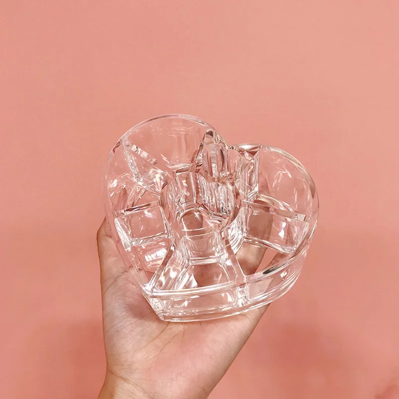 Красивая прозрачная косметичка в форме сердца органайзер для макияжа губная