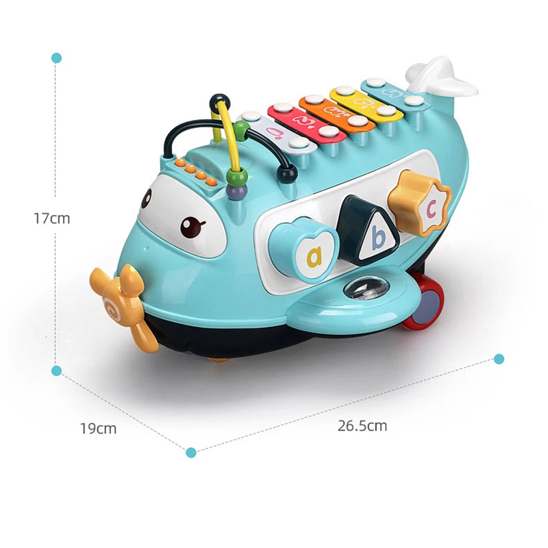 

2019 New Multifunctional Knock Piano Music Light Sliding Aircraft Shape Early Education Toys for Kid