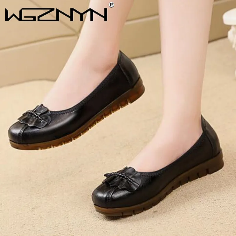 

Women Flat-heel Boat Shoes Lady Fashion Soft-soled Genuine PU Leather Loafers Slip on Comfortable Walking Shoes Zapatos De Mujer