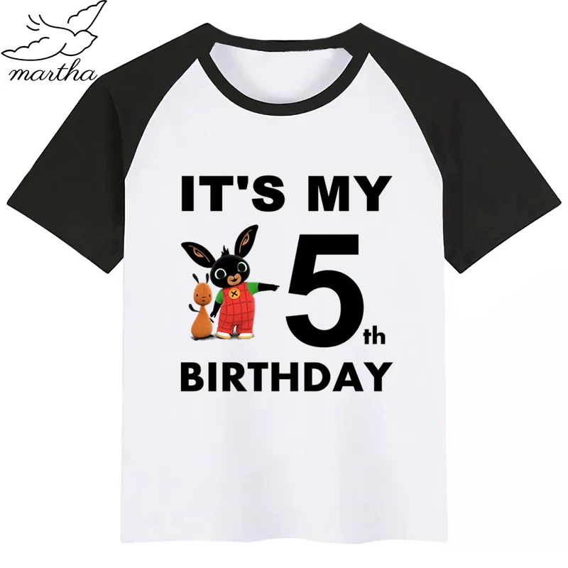 Новая детская футболка для детей с мультяшным кроликом Bing и Забавные футболки