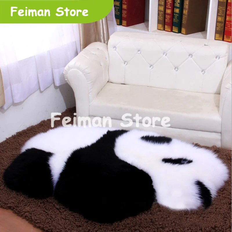 Черный белый Овчина Шерсть ковер из искусственного меха коврик ворсистый