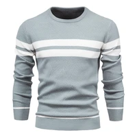 mens casual sweater striped o neck pullover autumn winter warm knitwear high quality male clothes