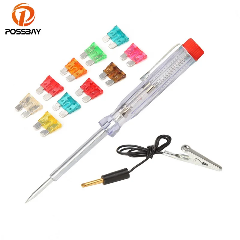 POSSBAY 10 шт. лезвия автомобиля мотоцикла предохранители с тестером набор