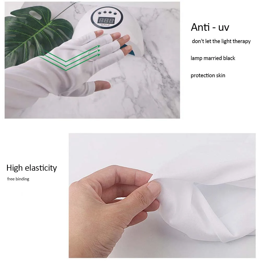 1 пара Защита от УФ излучения перчатки защита для дизайна ногтей Гелевые с