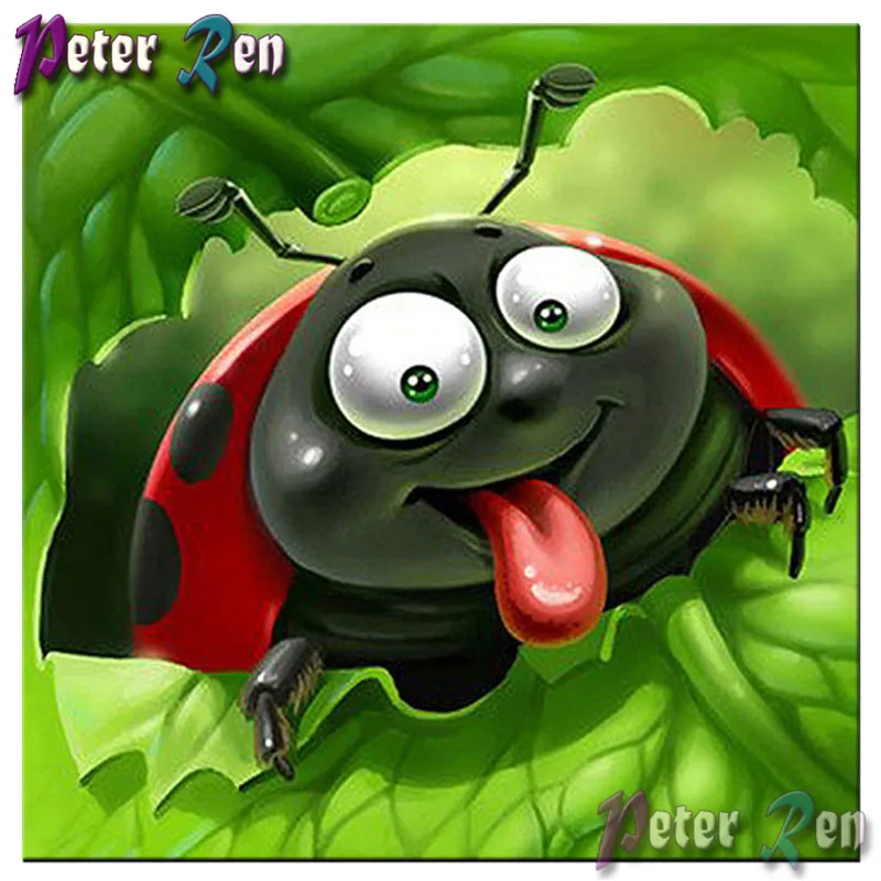 

5d Diamond Painting full Square\Round Rhinestone Embroidery Mosaic Cute ladybug sticking tongue pictures Handmade Children gift