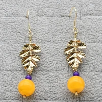 ladys new earrings round beeswax and leaves%ef%bc%8ccrystal pendant elegant