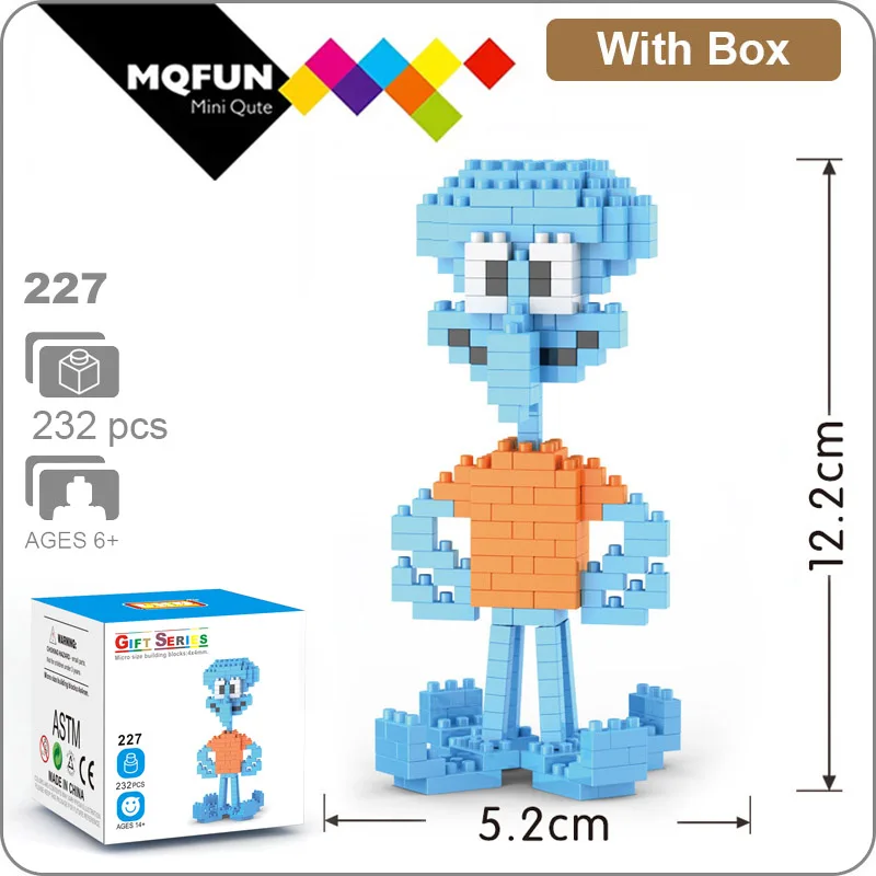 

LNO Mini Blocks Funny Anime Cartoon Gary Model Building Brick Micro Figures Toy 3D Animals Patrick Star Educational Toys For Kid