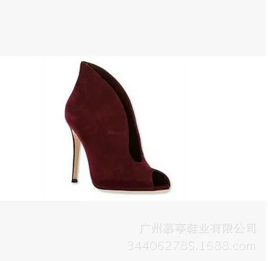 

New fish mouth light mouth solid suede sexy boots