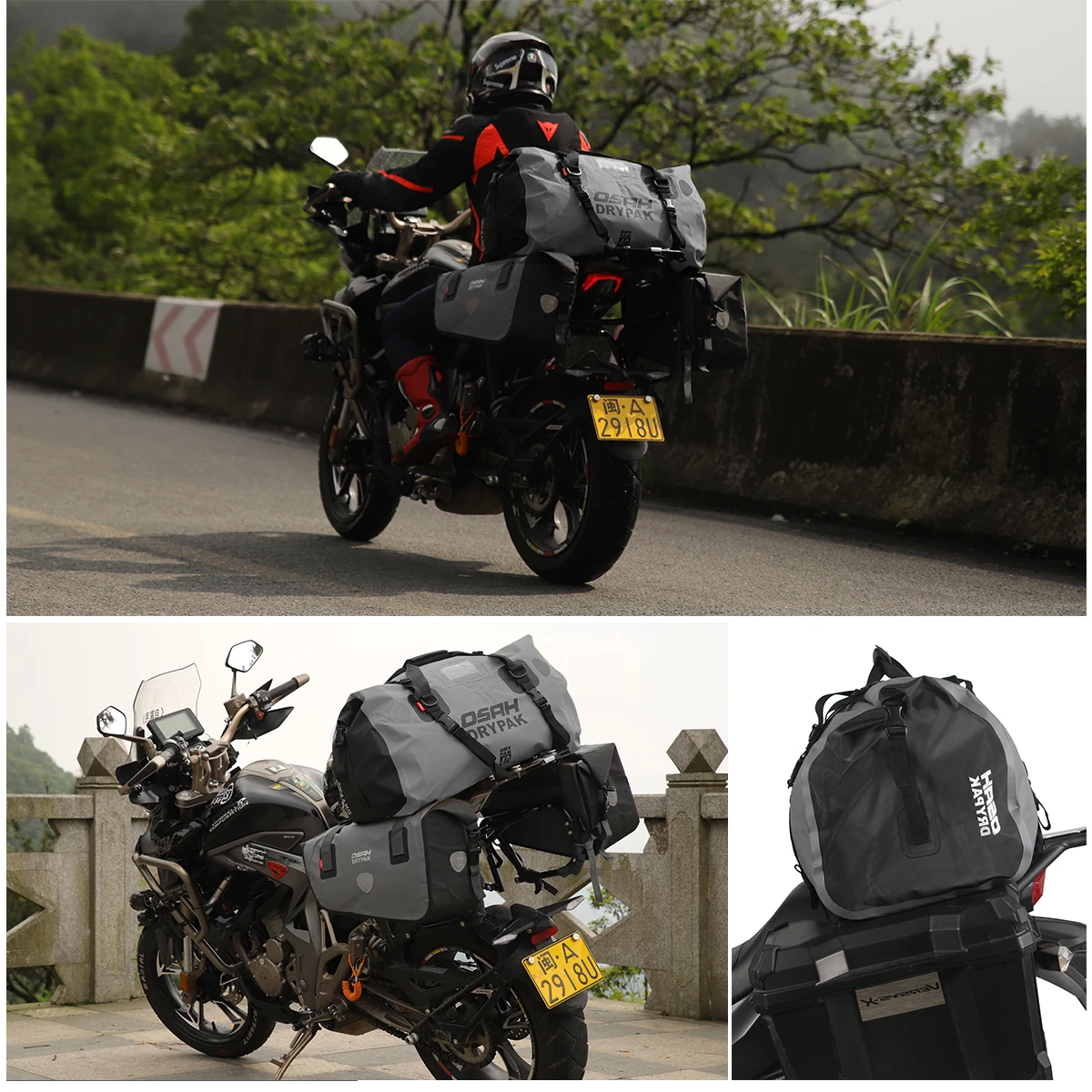 Motorcycle Saddle Bags Waterproof Tail Back Seat 60L Travel Bag Motorbike Scooter Luggage Rear Pack 40L 25L Tank |
