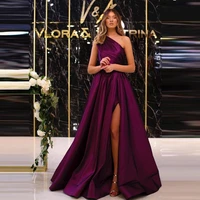 vinca sunny simple evening dresses 2022 purple pleat satin a line one shoulder sleeveless floor length party night prom dresses
