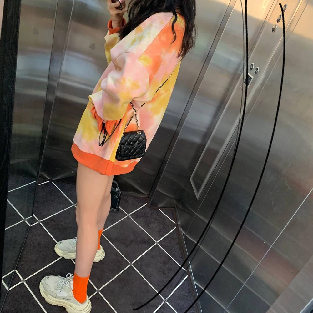 Fashion Women Autumn Long Sleeve Tie Dye Sweatshirt Pullover Loose Hoodie Blouse Women's clothing толстовка женская sudaderas