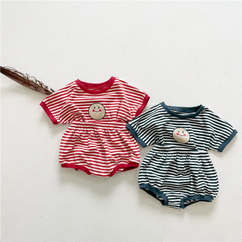 Летние комплекты с полосками для маленьких мальчиков и девочек Angoubebe 221S88