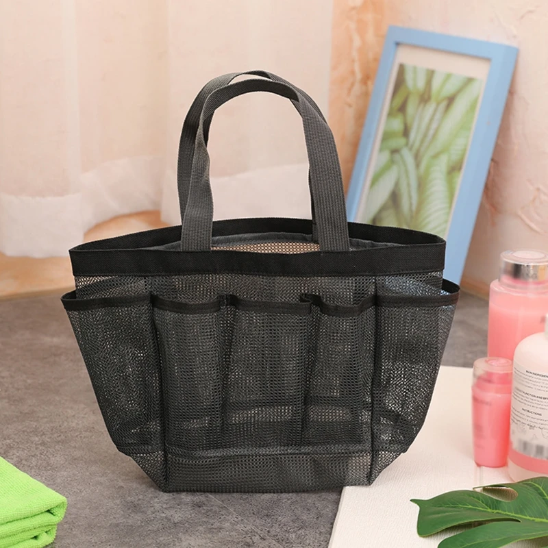 

D0LF Multi-pocket Mesh Shower Caddy Tote Bag Hanging Portable Toiletry Bag for Men and Women College Dorm Essentials Quick