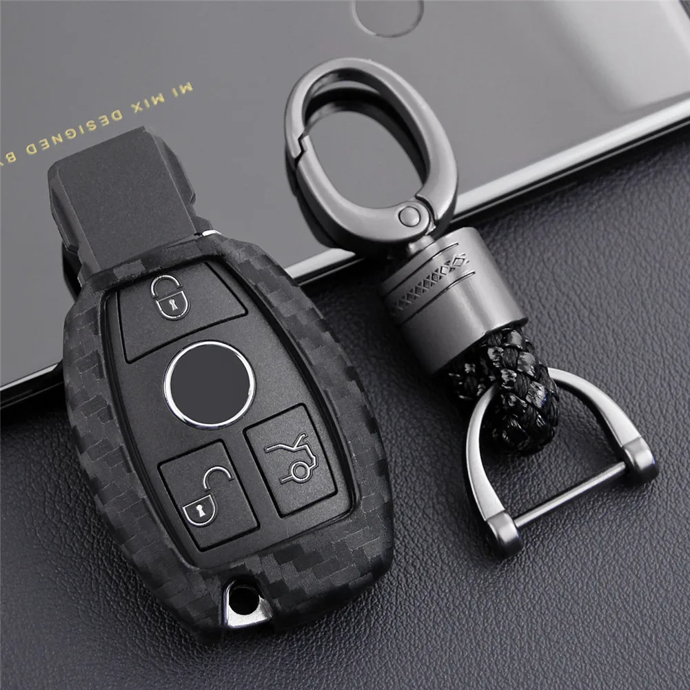 

Carbon Fiber Car Key Bag Case For Mercedes Benz BGA AMG W203 W210 W211 W124 W202 W204 W205 W212 W176 Silicone Cover