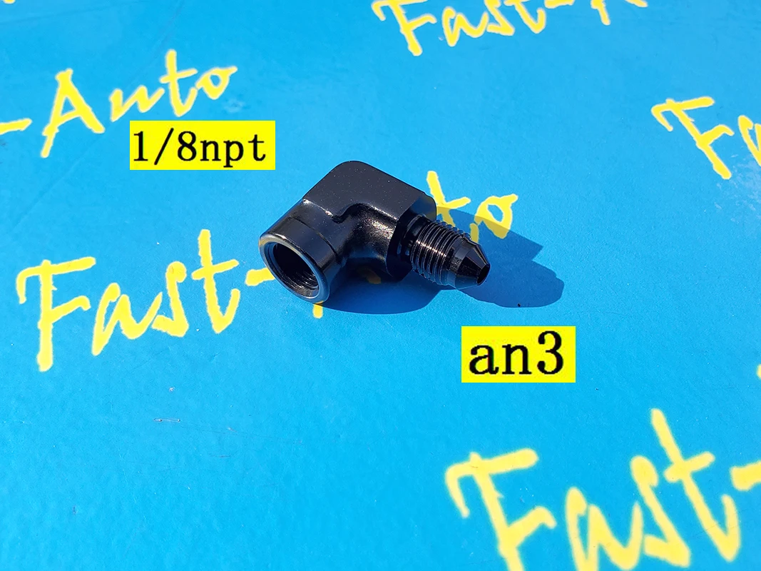 

Forged female npt1/8 1/8npt npt 1/8 to 3an an3 male 90 degree adaptor adapter tpfe brake hose Fitting