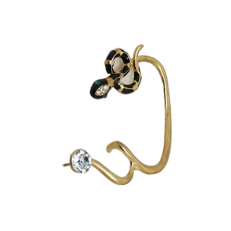 Винтажная змея со стразами серьги-манжеты для женщин трендовые хип-хоп