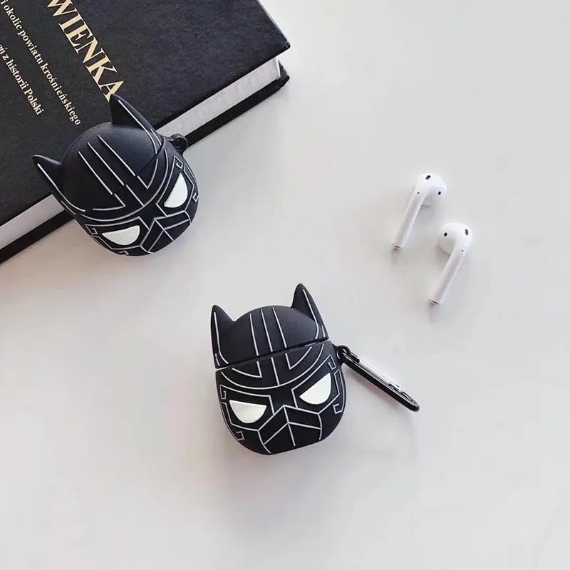 Black Panther Дизайнерский чехол V для airpods superheros, Силиконовая защита, милый чехол airpod для apple, bluetooth, чехол для наушников, чехол s 3D - Color: Black Panther