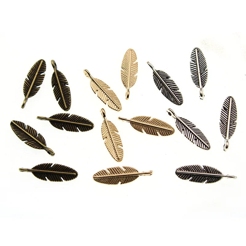 

20pcs/lot 21x6mm DIY Jewelry Findings Feather Leaf Charms for Jewelry Making Necklace Bracelet Pendants DIY Handmade Material