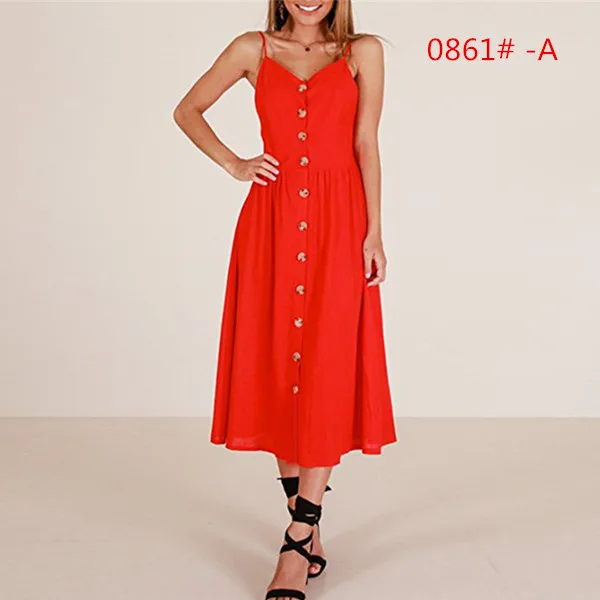 0861red Сексуальное женское платье с v-образным вырезом на бретельках, без рукавов, с открытой спиной, длинные платья, лето-весна, женское платье - Цвет: 0861red