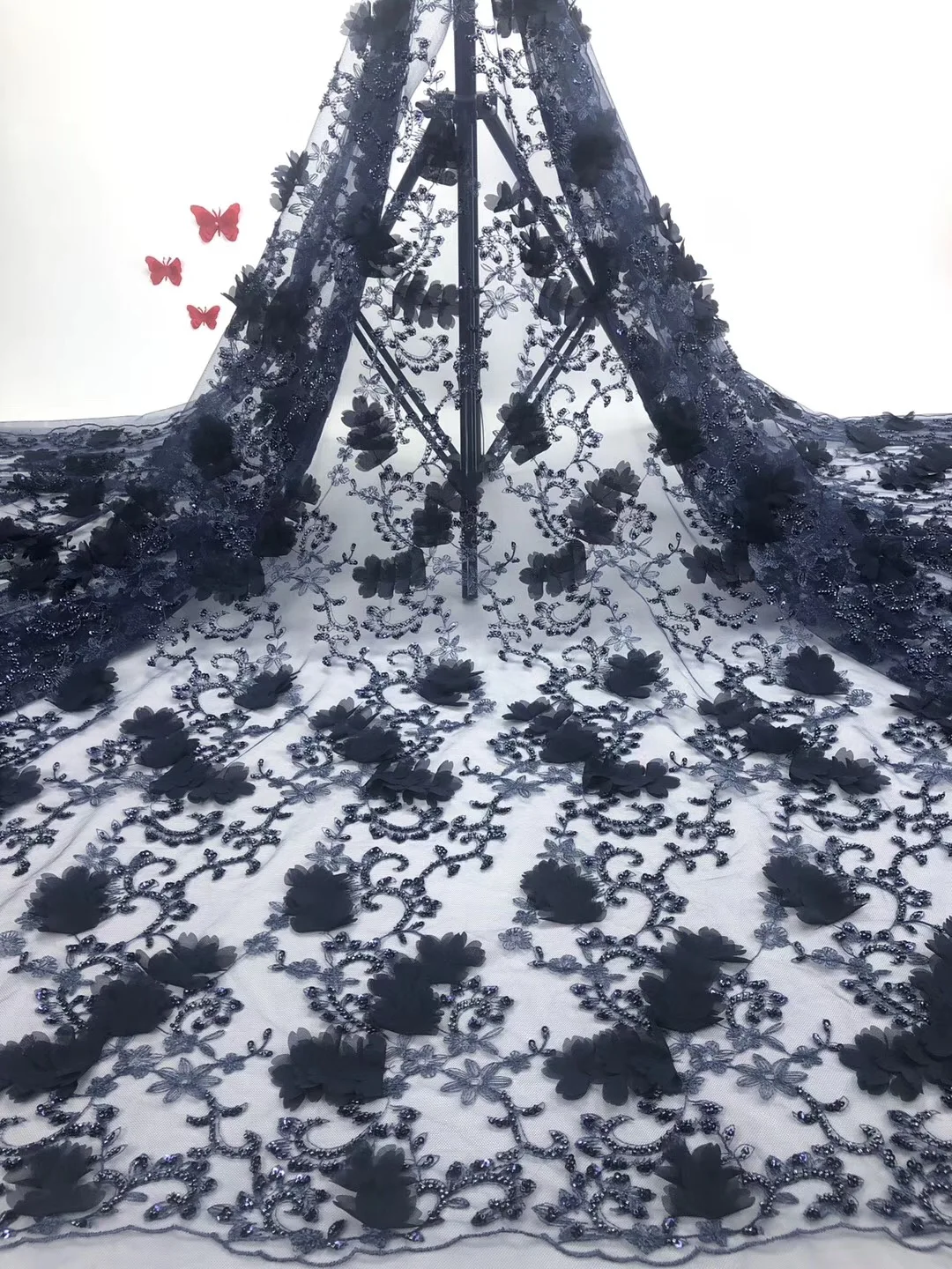 

Fashion African Lace Fabric High Quality Royal Blue Lace Nigerian Lace Fabric 2019 High Quality Lace With Stones 5Yards