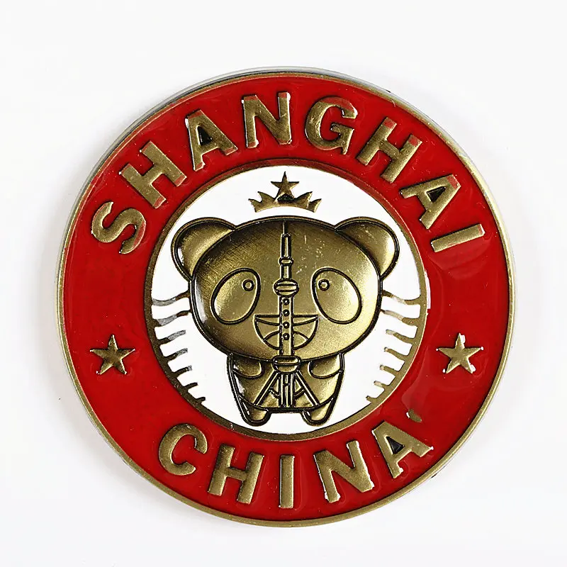 Round Shanghai Bear Магнит на холодильник сувенирное украшение Франция Великобритания Германия США Нью-Йорк Индия Металлическая магнитная наклейка на холодильник - Цвет: Round Shanghai Bear