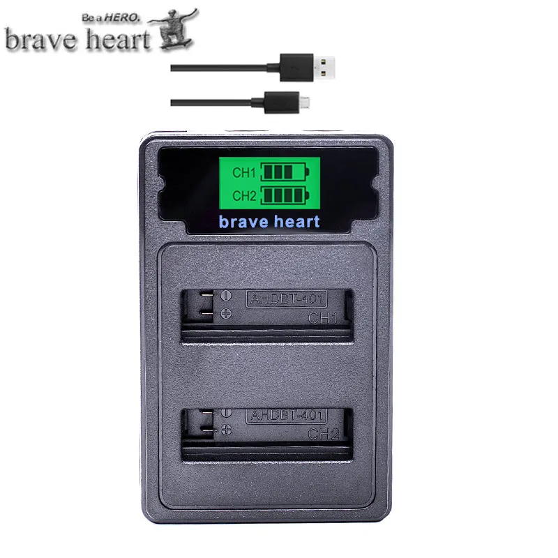 charger only Hero 4 hero 4 батарея+ lcd USB двойное зарядное устройство для Gopro hero 4 батареи Go Pro hero 4 bateria AHDBT 401 аксессуары для экшн-камеры - Цвет: charger only