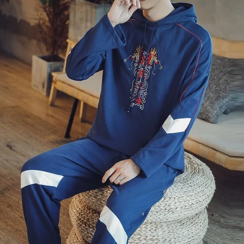 Комплект спортивный мужской из двух предметов льняная рубашка и брюки модная