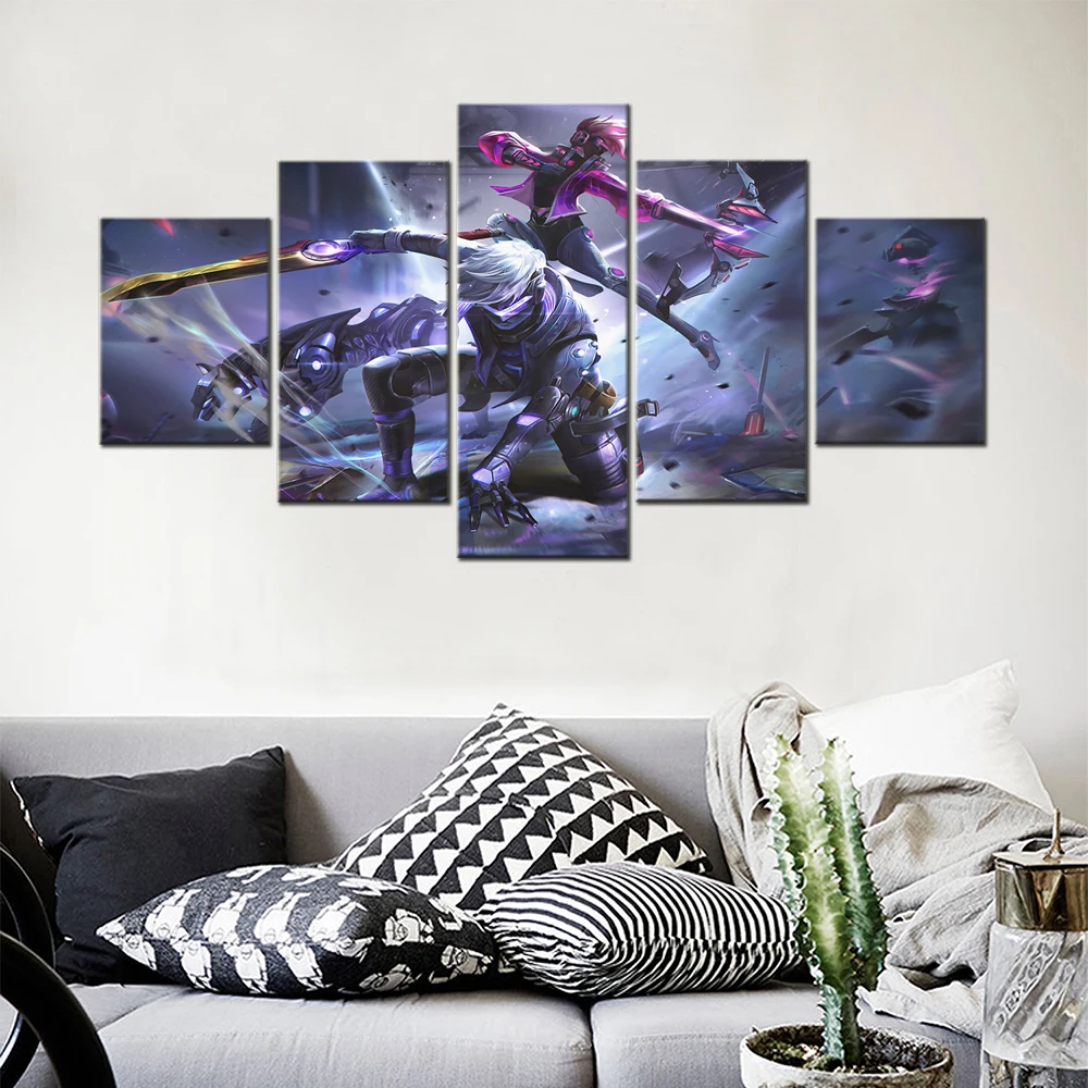 

Canvas Painting 5 Piece Fierce Warrior Battle Wall Pictures For Kids Room Home Decoration Teenager Art Anime Posters Framework
