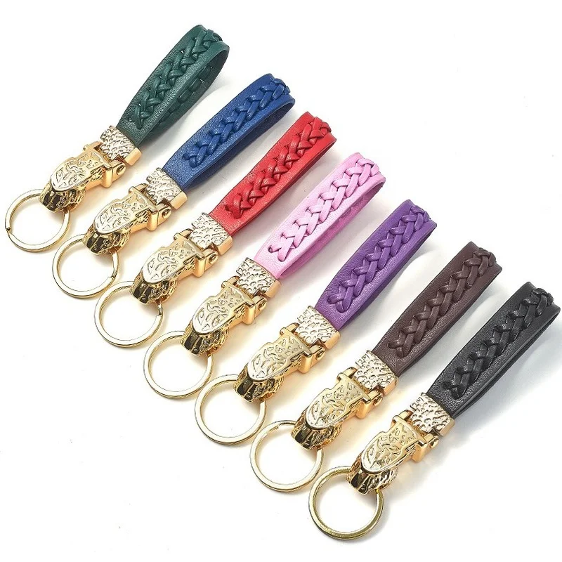 

Superfine Rope Metal Leopard Head Keychain Personalized Creative Car Keychain and Leather Strap Ornaments Gifts