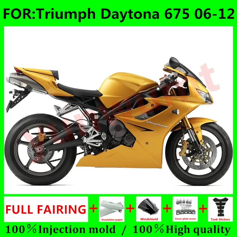 

NEW ABS Motorcycle Injection Mold Fairings kit for Triumph Daytona 675 06 07 08 675R 09 10 11 12 bodywork full Fairing gold