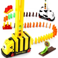 dominotrain diy automatic delivery electric toy car children puzzle building blocks
