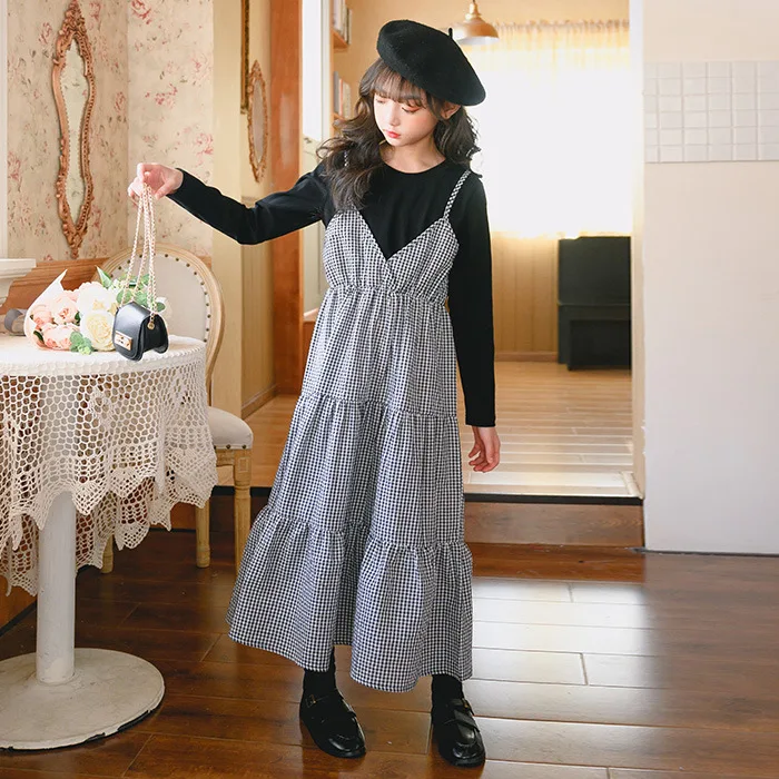 

Длинное клетчатое платье для девочек-подростков, на возраст 8, 10, 12, 14 лет