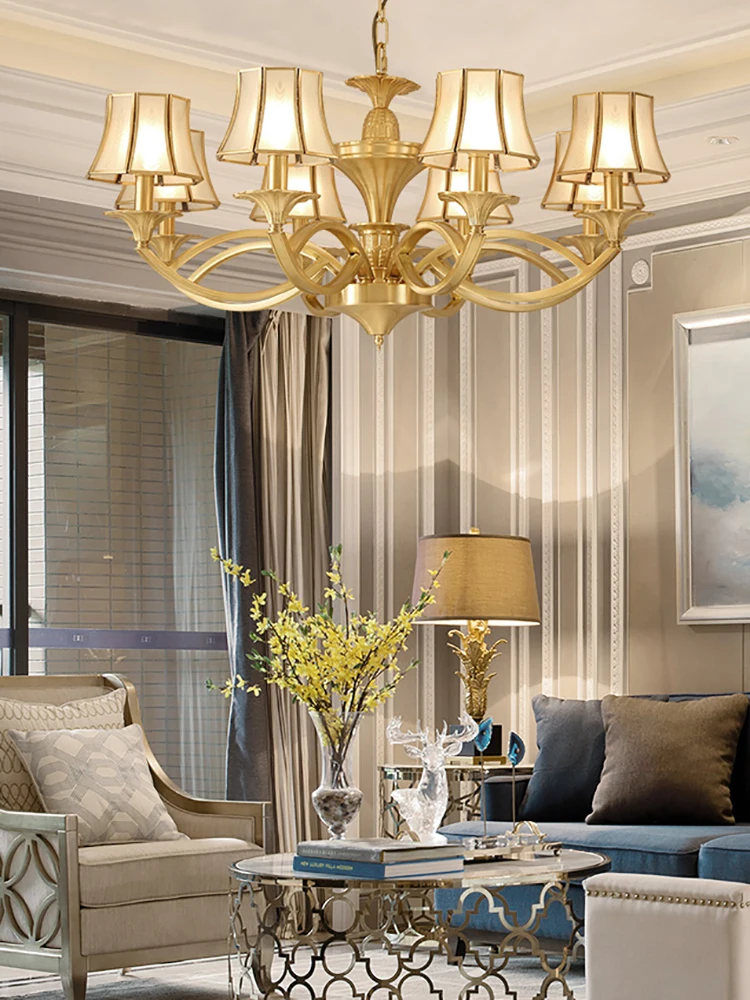 Люстра MOONSHADOW полностью медная для гостиной роскошная Подвесная лампа