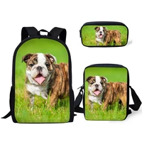 haoyun fashion primary backpack funny bulldogs pattern school bags cute animal design 3pcset students back to school bags