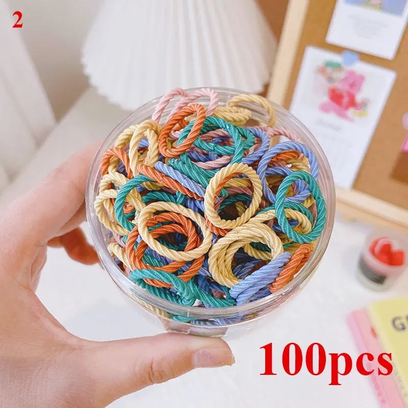 

100 Pcs/Bag Children Cute Colors Elastic Hair Bands Baby Girls Lovely Scrunchies Rubber Bands Kids Hair Rings Hair Accessories