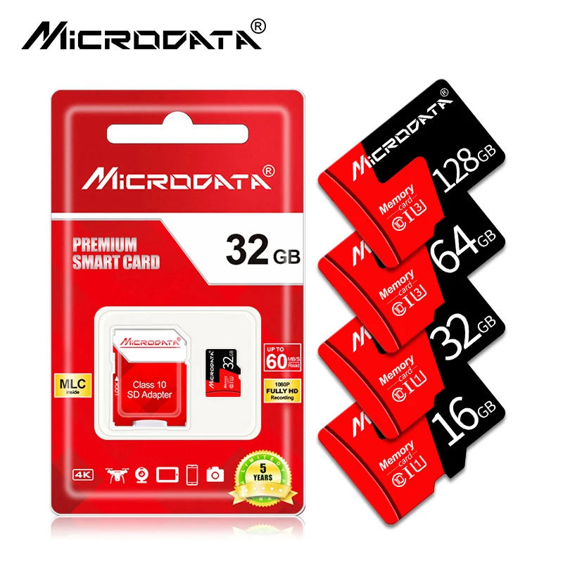 Оптовая Продажа Красный micro sd 16 ГБ 32 SDHC microsd 64 Гб 128 Флэш-карта памяти SDXC Class 10 TF/micro SD