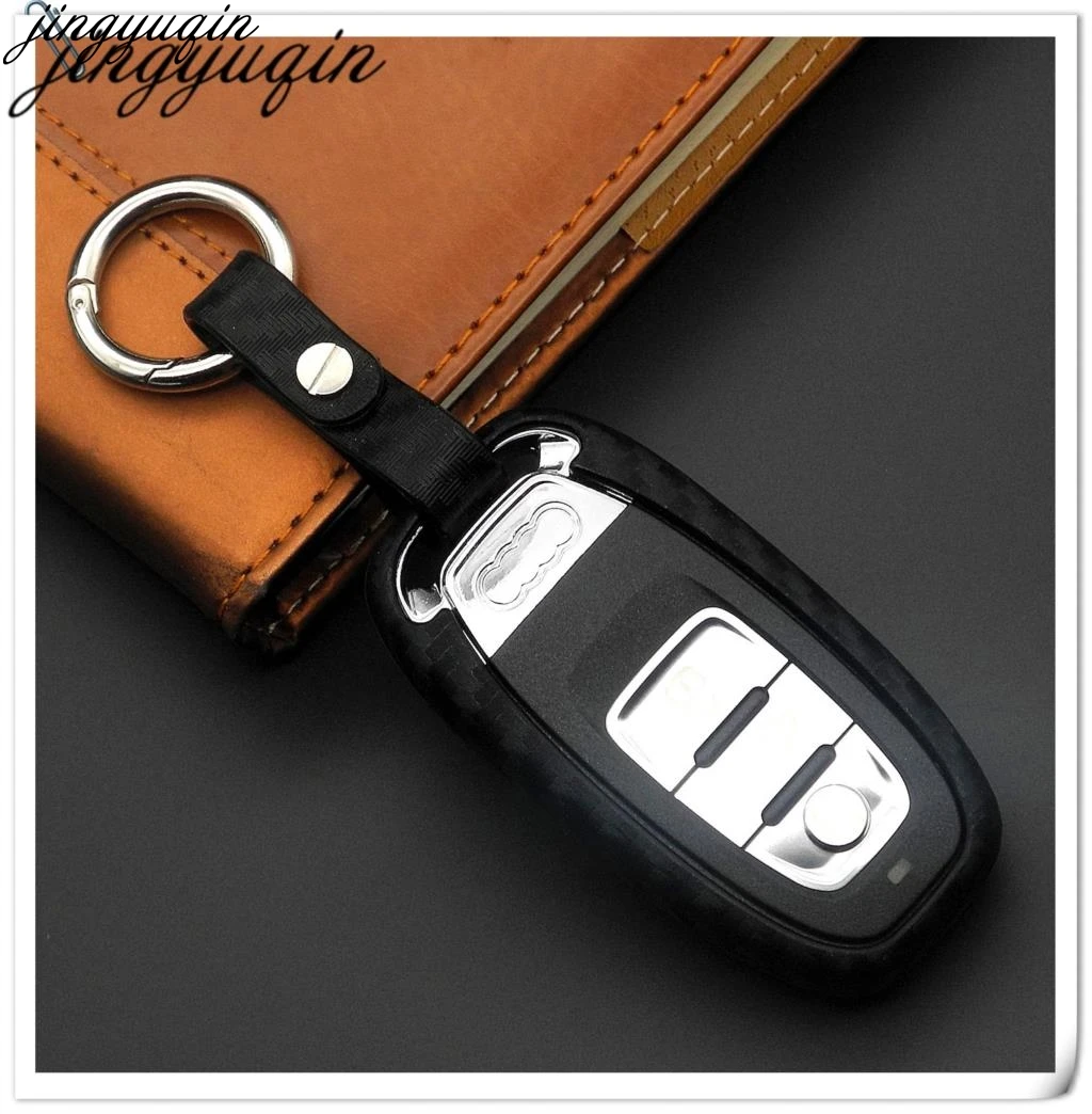 3 кнопки углеродные силиконовые чехлы для ключей автомобильный Стильный чехол Audi