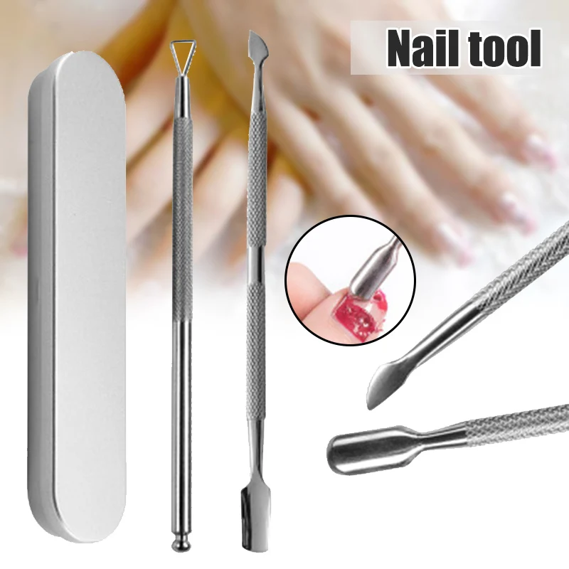 Лучший 2 шт./компл. кутикулы Ложка-толкатель прочный маникюра и педикюра