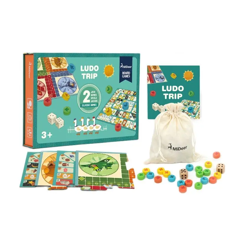 

Mideer Children Early Educational Baby Colorful Carton Interesting Kids Table Gift Box Paper Ludo Trip 2 In 1 Board Game Toys