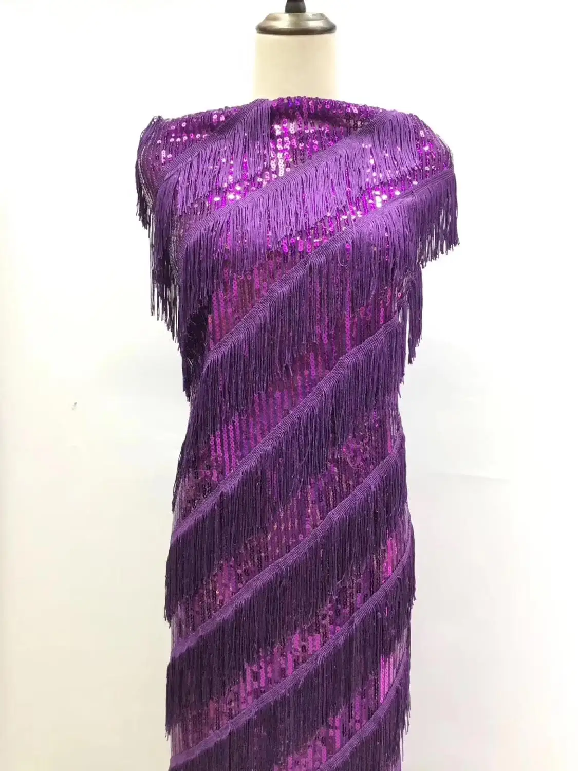 Нигерийский Тюль кружевная ткань с блестками кисточкой 2020 Высокое качество