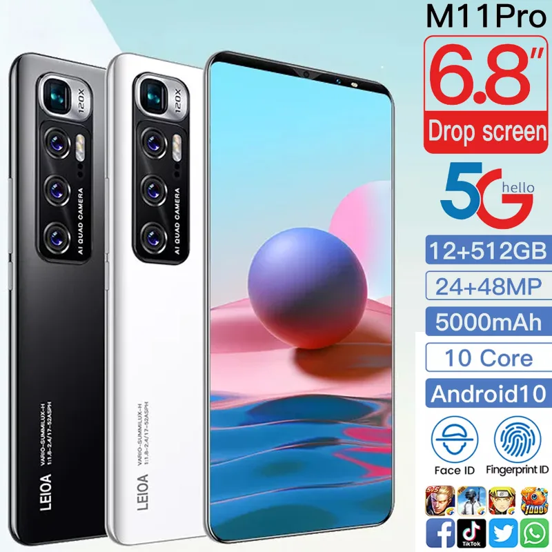 100% оригинальный смартфон Global Versionm M11Pro 12 Гб + 512 ГБ 6 8 дюйма FHD стандартная Android