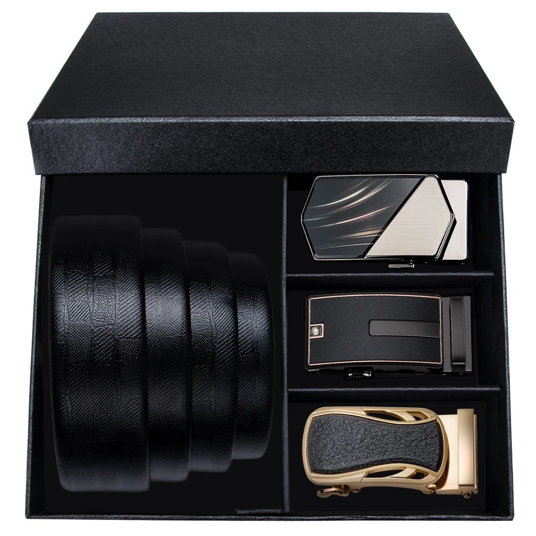 1035-0081-0095-DE-A Hi-Tie ремни из натуральной кожи для мужчин, известный бренд, дизайнерский мужской ремень с пряжкой, автоматическая металлическая пряжка, модные ремни, набор коробок - Цвет: 1035-0081-0095-DE-A