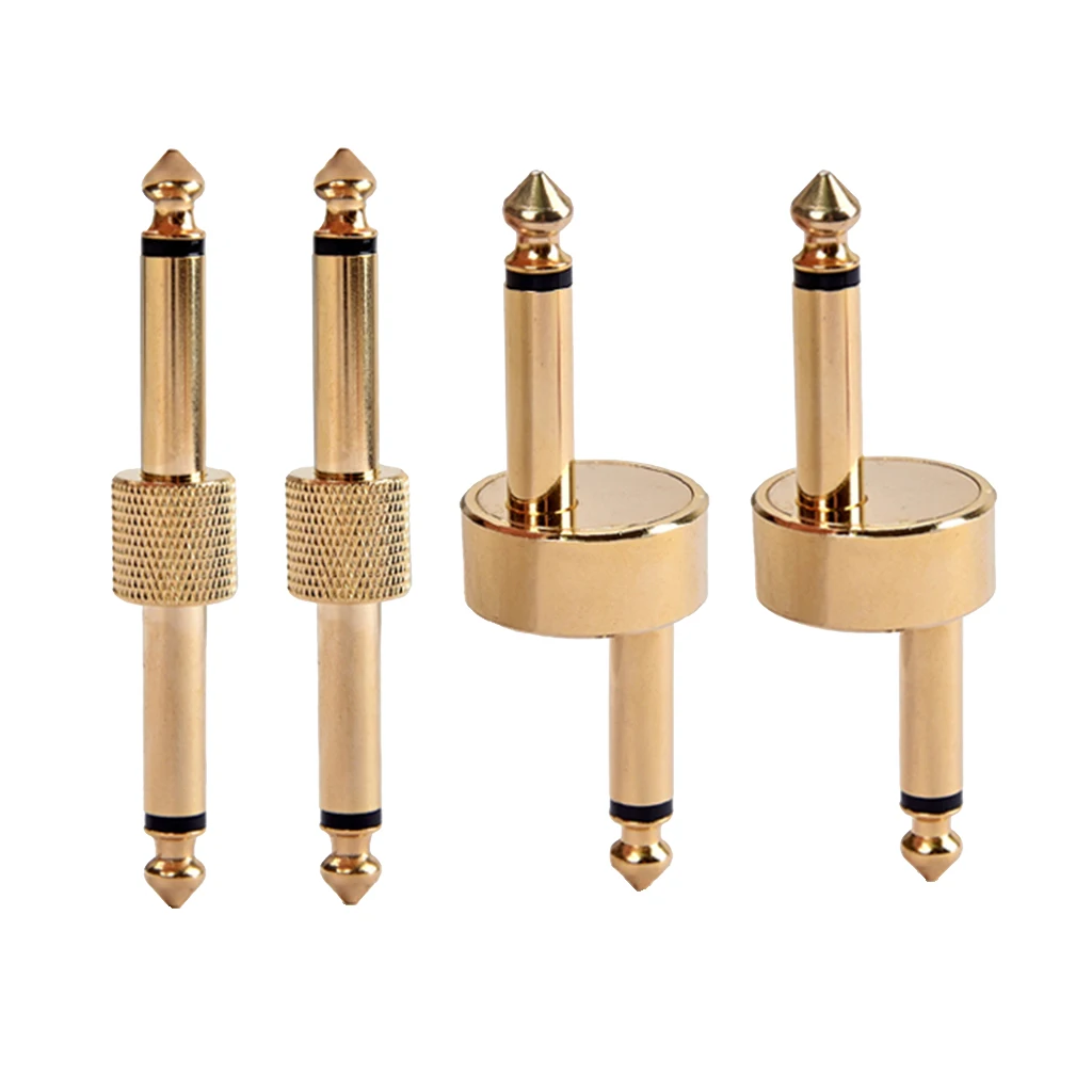 

1/4 Inch Pedal Connector Straight Connector For Guitar Effect Pedal Golden