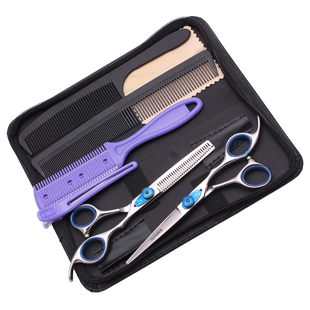 

5.5 6.0 Barber Scissors 440C Professional Hairdressing Scissors Hair Thinning Shears Salon Hair Cutting Scissors Set 1011#Zi-K-A