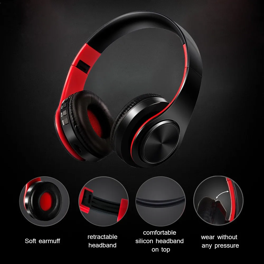 Hi Fi стерео наушники bluetooth музыкальная гарнитура FM SD карта с микрофоном спортивные